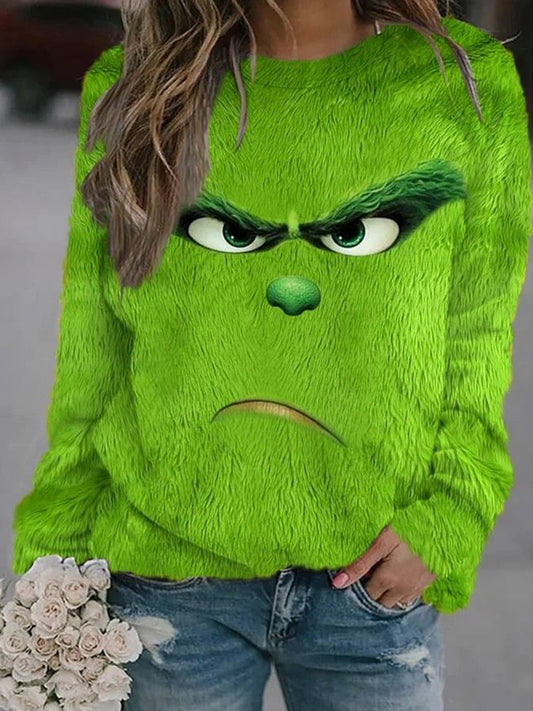 Women's Funny Classic Christmas Character Print Casual Sweatshirt