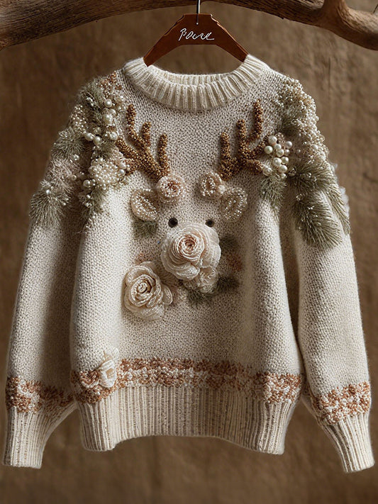 Women's Christmas reindeer floral tops