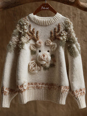 Women's Christmas reindeer floral tops