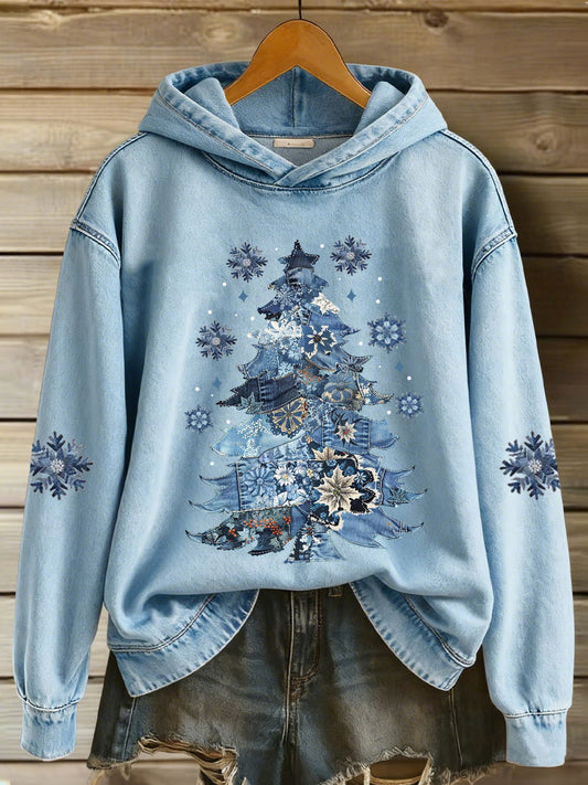 Women's Christmas Tree Print Casual Hoodie