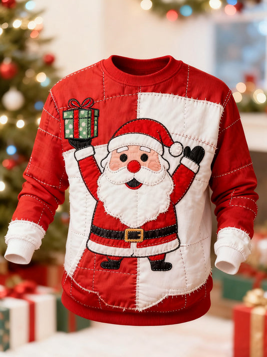 Men's Christmas Santa Claus Patchwork Print Casual Sweatshirt