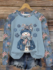 Women's Christmas Snowman Print Casual Sweatshirt