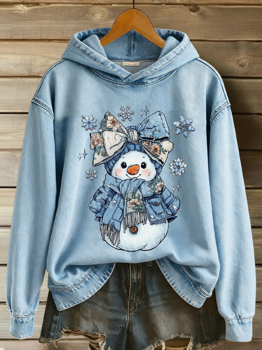 Women's Christmas Snowman Print Casual Hoodie