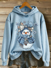 Women's Christmas Snowman Print Casual Hoodie