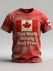 Men's True North Strong And Free Printed Casual T-shirt