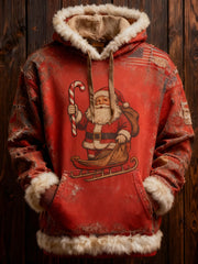 Men's Retro Christmas Santa Claus Printed Hoodie