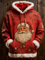Men's Retro Christmas Santa Claus Printed Hoodie