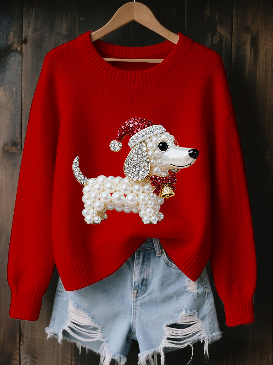 Women's Christmas Dog Art  Sweatshirt
