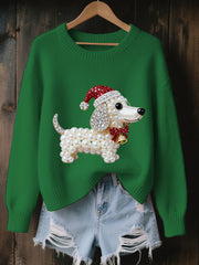 Women's Christmas Dog Art  Sweatshirt
