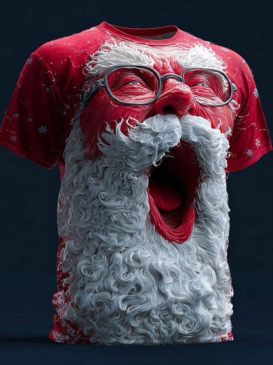 Men's Retro Christmas Santa Claus Printed T-shirt