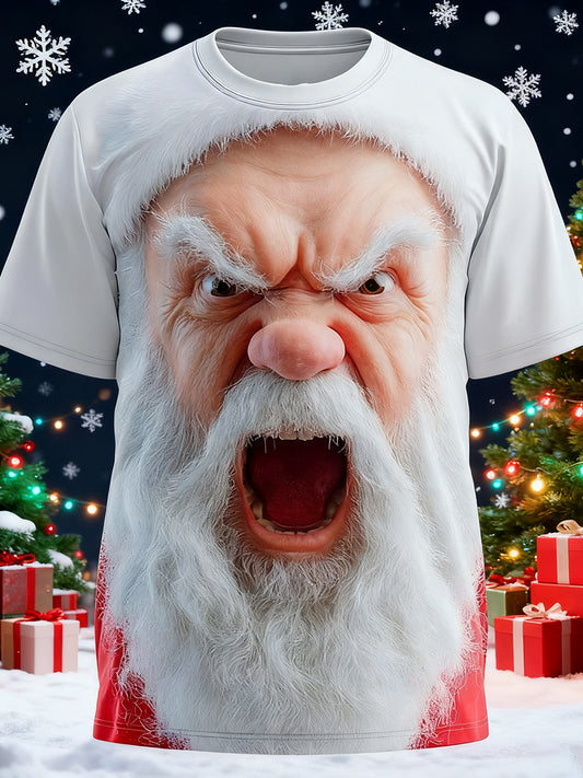 Men's Retro Christmas Santa Claus Printed T-shirt