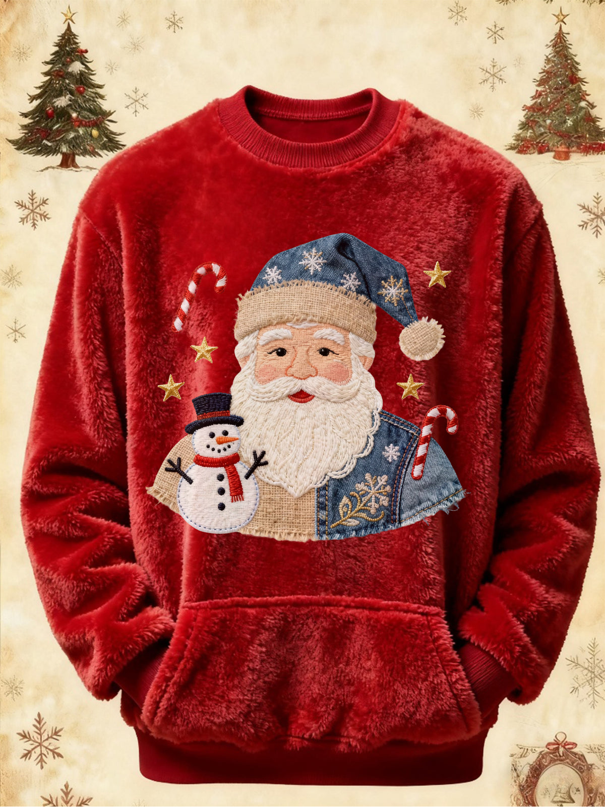 Women's Vintage Christmas Santa Claus Printed Sweatshirt