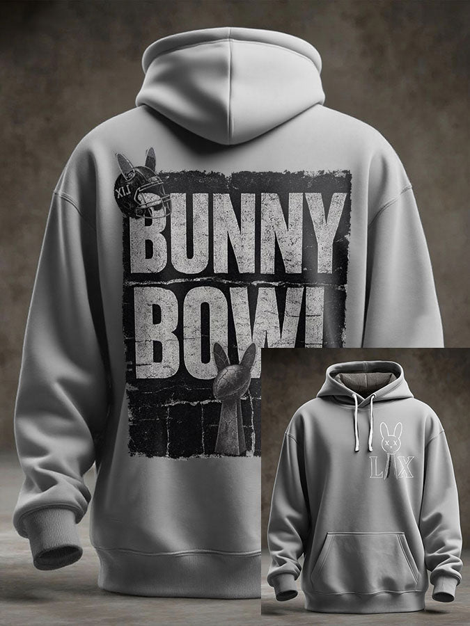 Unisex Bunny Football Music Lover Printed Hoodie