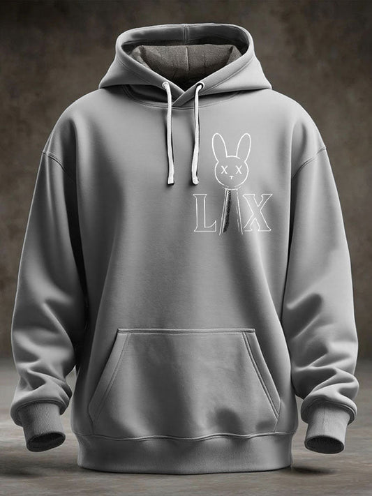 Unisex Bunny Football Music Lover Printed Hoodie