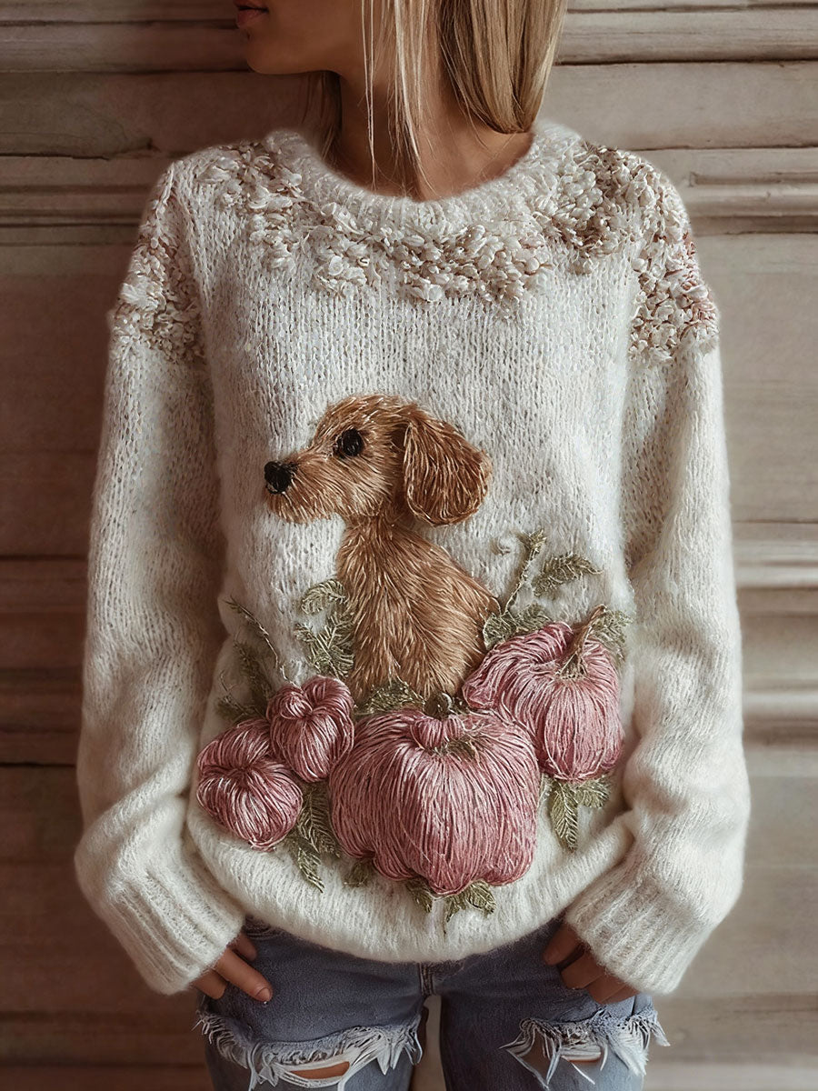 Women's autumn pumpkin dog tops