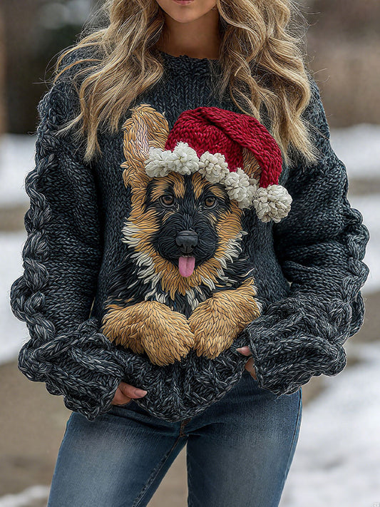 Women's Christmas dog print tops