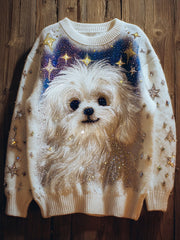 Women's Dog Art Print Vintage Casual Sweatshirt