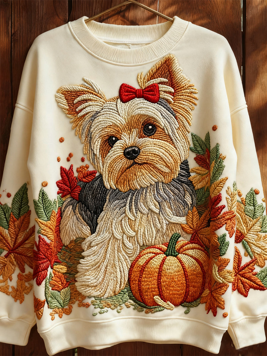 Women's Autumn Dog Art Print Sweatshirt