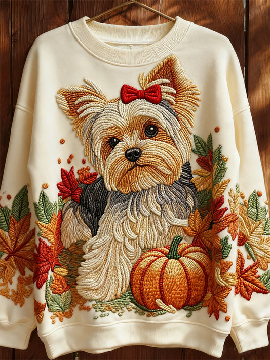 Women's Autumn Dog Art Print Sweatshirt