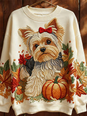Women's Autumn Dog Art Print Sweatshirt