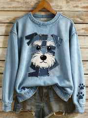 Women's Lovely Schnauzer Dog Patchwork Art Sweatshirt