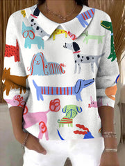 Women's Colorful Animals Printed Soft Sweater Top