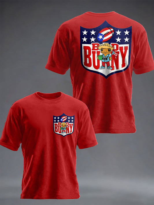 Unisex Bunny Football Music Lover Printed T-shirt