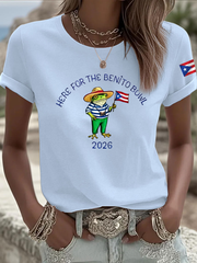 Women's Benito Bunny Super Bowl 2026 and Frog Puerto Rican Flag Shirt