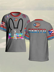 Unisex Bunny Football Music Lover Printed T-shirt