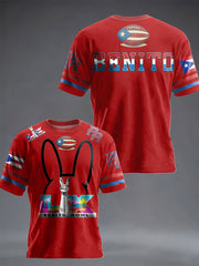 Unisex Bunny Football Music Lover Printed T-shirt