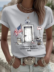 Women's I Survived 2025 The Government Shutdown Barely T-Shirts