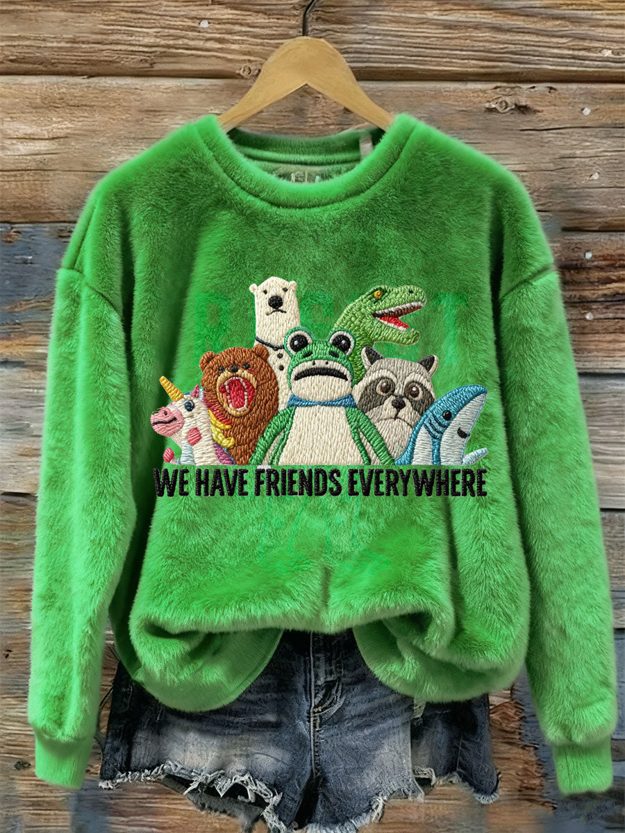 Women's We Have Friends Everywhere Portland Frog Resist Plush Sweatshirt