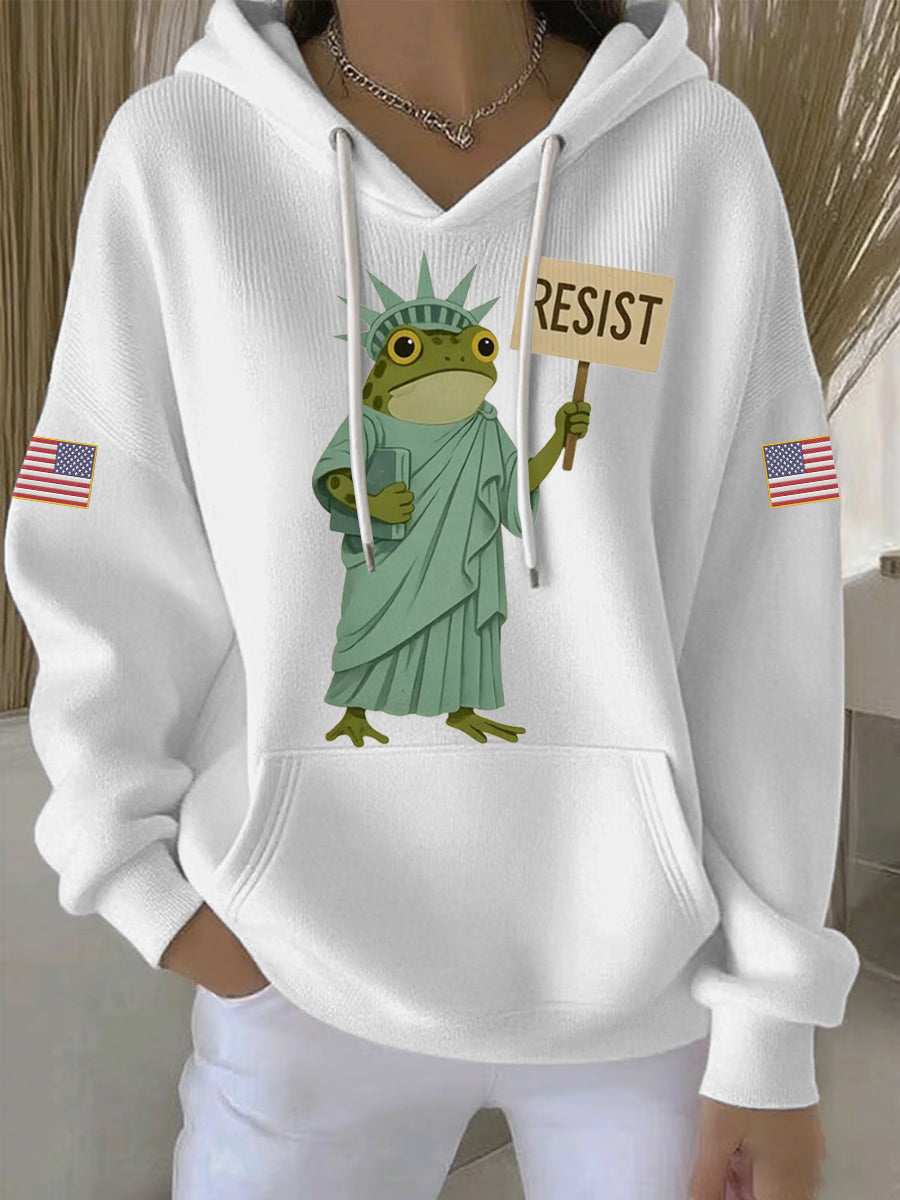 Women's Resist Frog Print Casual Hoodie
