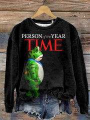 Women's Polish Frog Person of The Year Print Sweatshirt