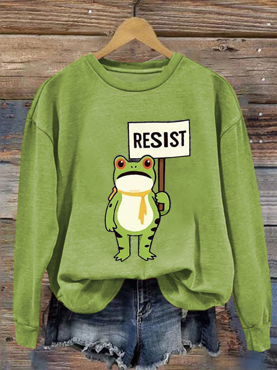 Women's Resist Frog Printed Casual Sweatshirt
