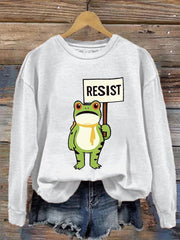 Women's Resist Frog Printed Casual Sweatshirt