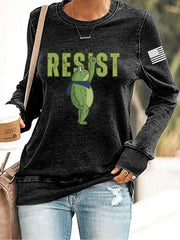 Women's Retro Resist Frog Print Sweatshirt