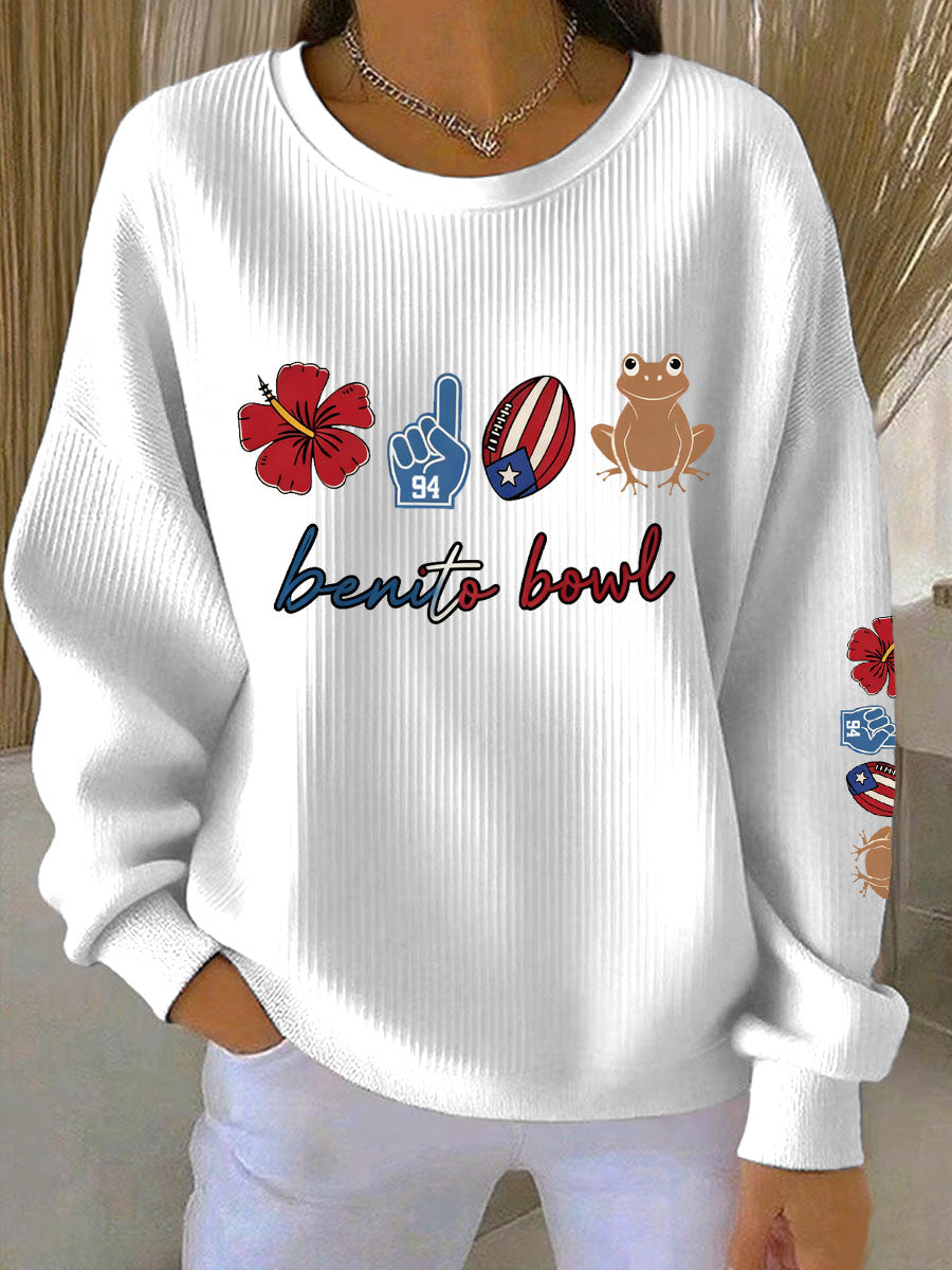 Women's benito bowl Ribbed Round-Neck Sweatshirt