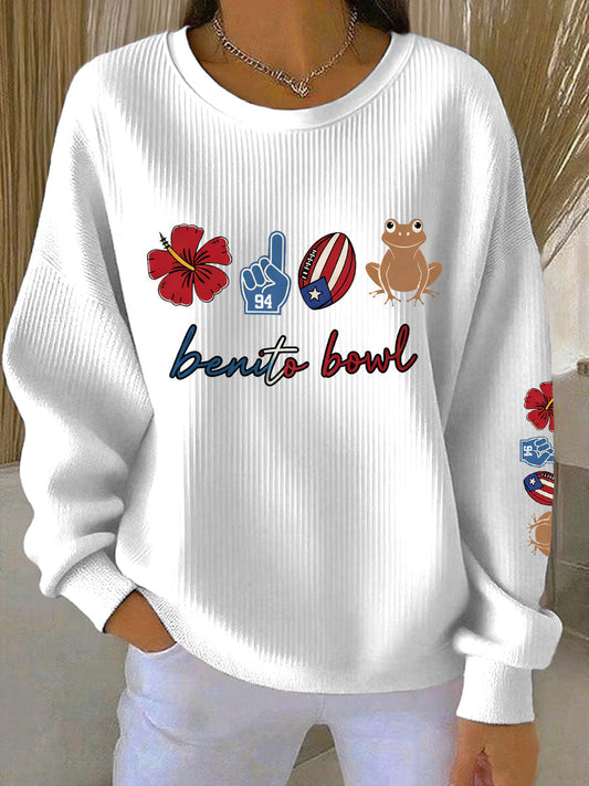 Women's benito bowl Ribbed Round-Neck Sweatshirt