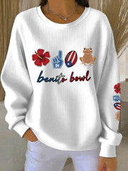 Women's benito bowl Ribbed Round-Neck Sweatshirt