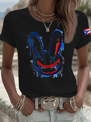 Women's Bad Bunny Iron On Short Sleeve T-Shirt