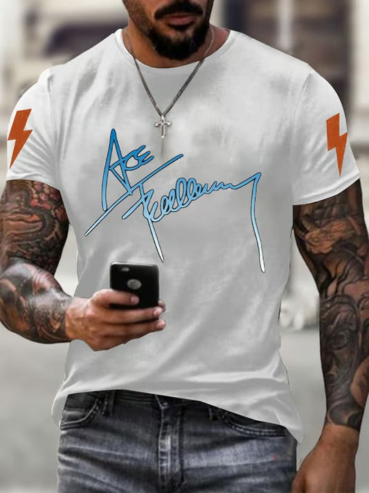 Men's Rock Music Print short-sleeved T-shirt