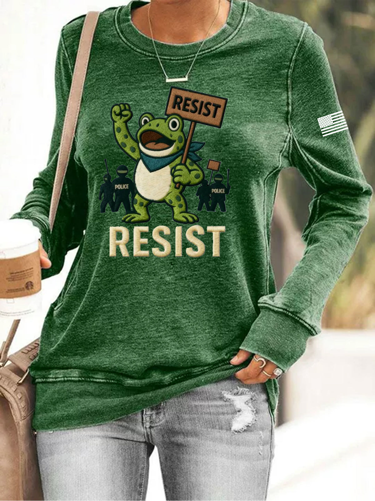 Women's Resist Frog Print Sweatshirt