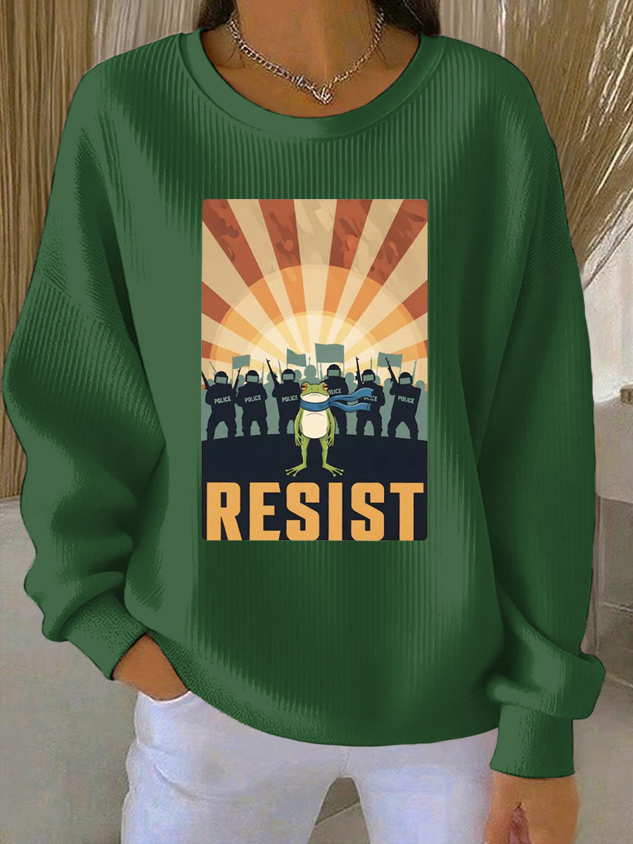 Women's Resist Frog Print Casual Sweatshirt