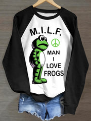 Women's Resist Portland Frog Print raglan sleeve sweatshirt