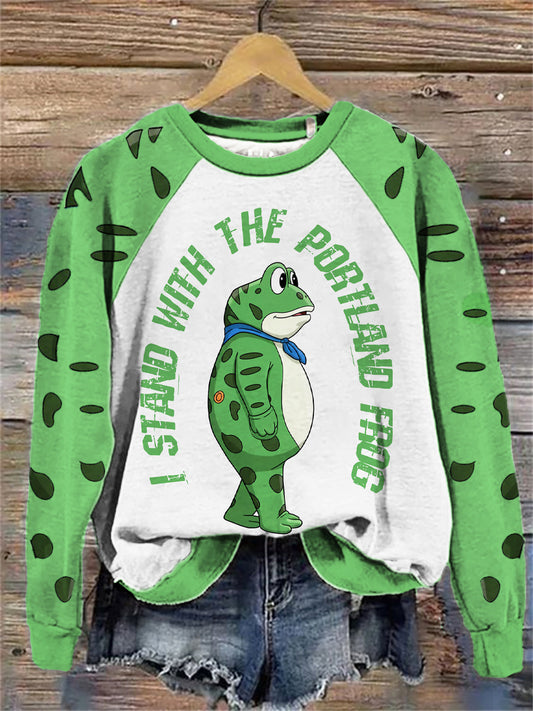 Women's Resist Portland Frog Print raglan sleeve sweatshirt