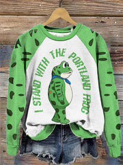 Women's Resist Portland Frog Print raglan sleeve sweatshirt