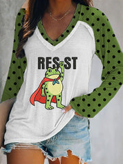 Women's  Portland Frog Resist Double Layer Neck Long Sleeve T-Shirt