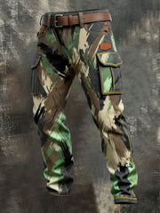 Men's Vintage Camouflage Distressed Pocket Work Pants