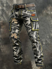 Men's Vintage Camouflage Distressed Pocket Work Pants